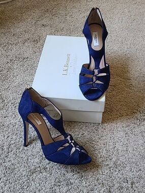 L.K. Bennett X Jenny Packham Vanessa Blue Caged Heels